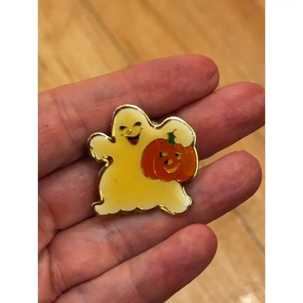 Vintage Halloween Enamel Jack-o’-lantern Ghost Pumpkin Button Covers